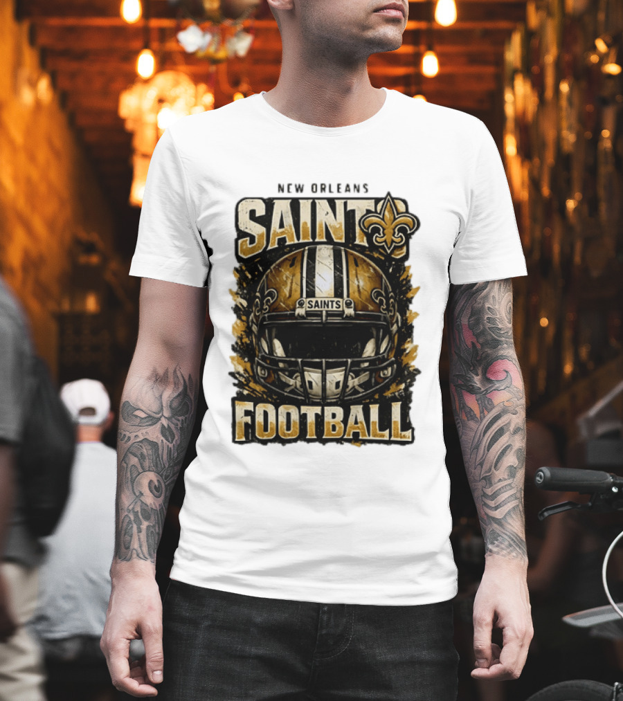 New Orleans Saints Football Helmet Distressed Fleur De Lis T-Shirt