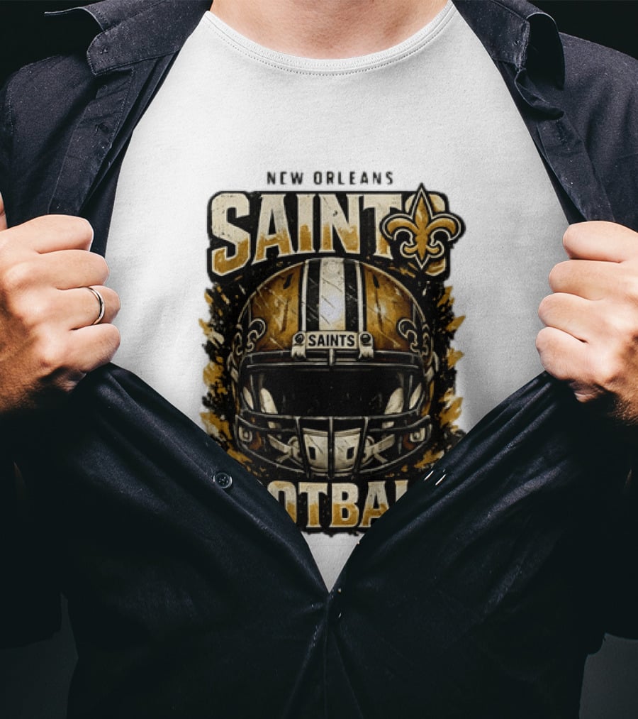 New Orleans Saints Football Helmet Distressed Fleur De Lis T-Shirt