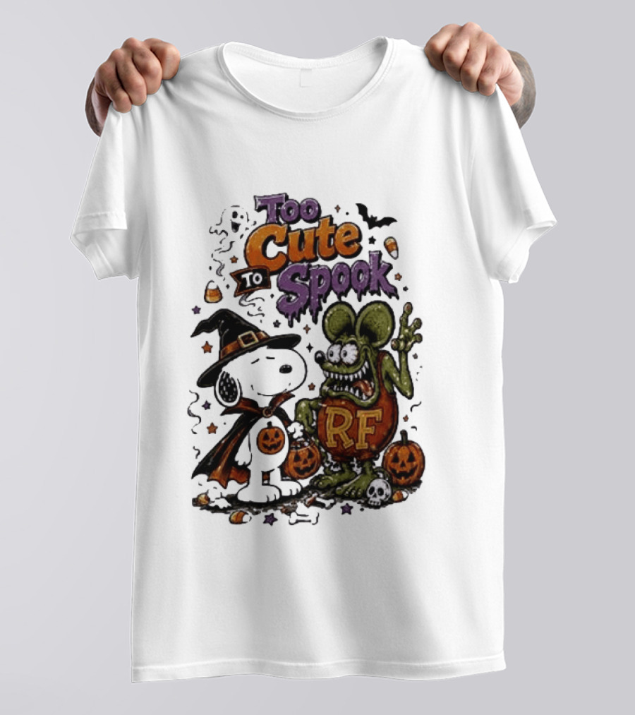 Too Cute To Spook Peanuts Snoopy X Rat Fink Halloween T-Shirt