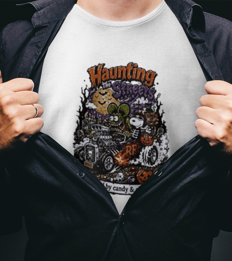 Peanuts Snoopy X Rat Fink Haunting The Streets Fueled By Candy & Chaos Halloween T-Shirt
