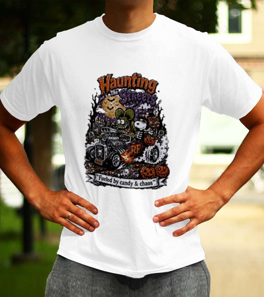 Peanuts Snoopy X Rat Fink Haunting The Streets Fueled By Candy & Chaos Halloween T-Shirt