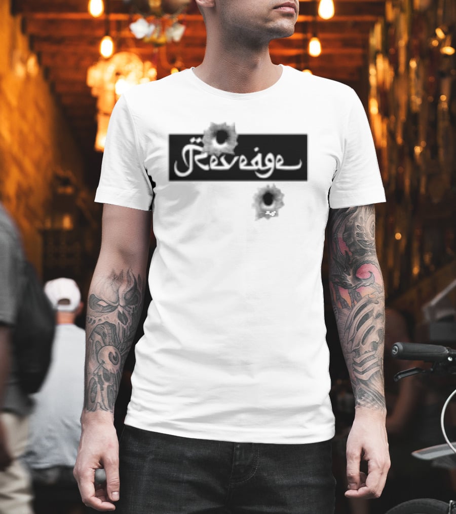 Revenge Arabic Text White Black Fusion T-Shirt