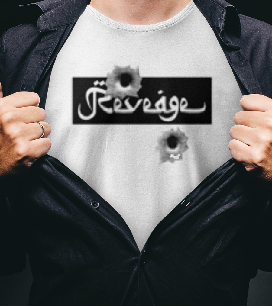 Revenge Arabic Text White Black Fusion T-Shirt