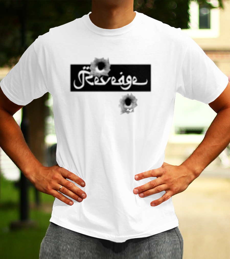 Revenge Arabic Text White Black Fusion T-Shirt