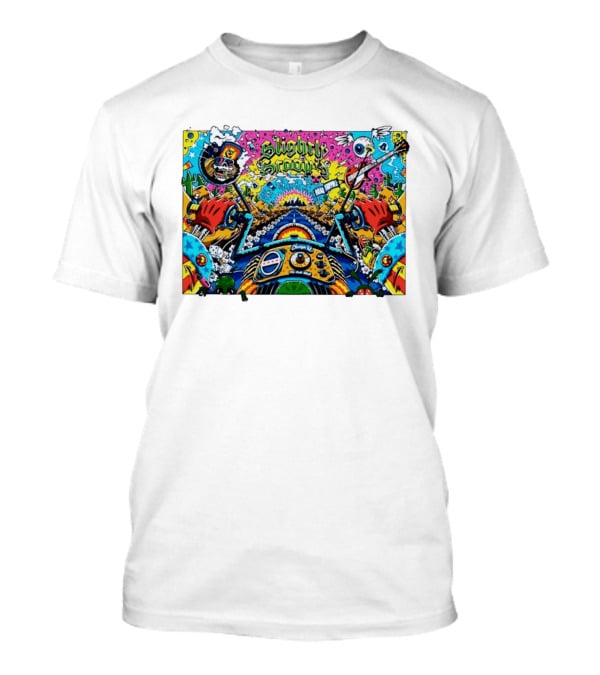 Slightly Stoopid Road Trippin Chicago IL Tour Art Alive Bird Skull Cactus Trippy Vibes T-Shirt