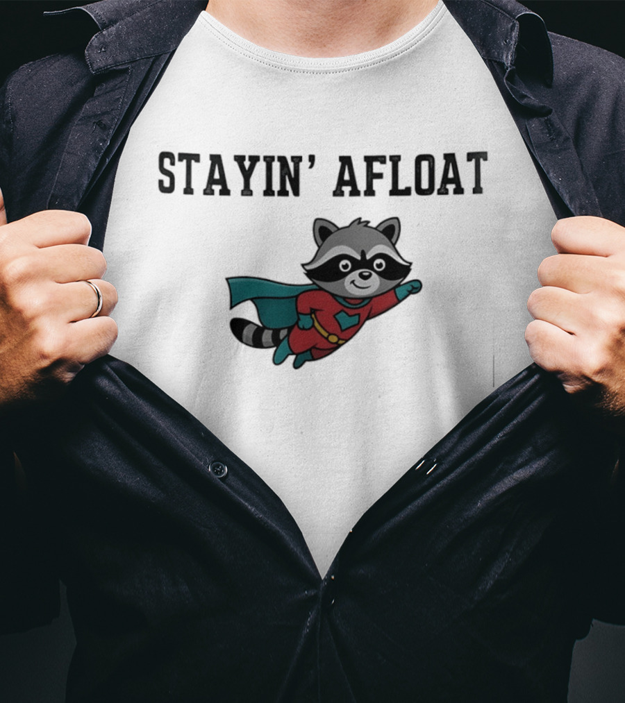 Stayin' Afloat Superhero Raccoon Flying Heroic Animal T-Shirt