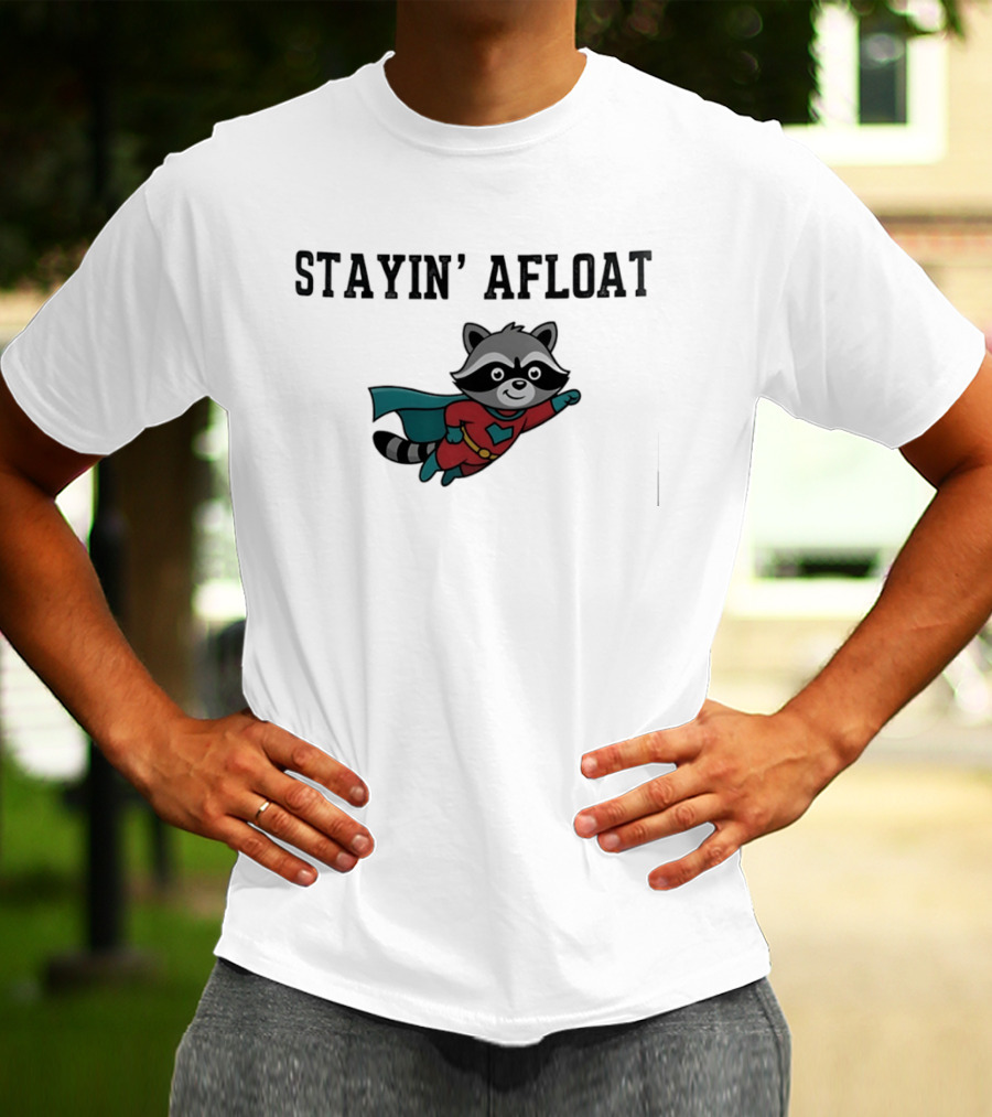 Stayin' Afloat Superhero Raccoon Flying Heroic Animal T-Shirt