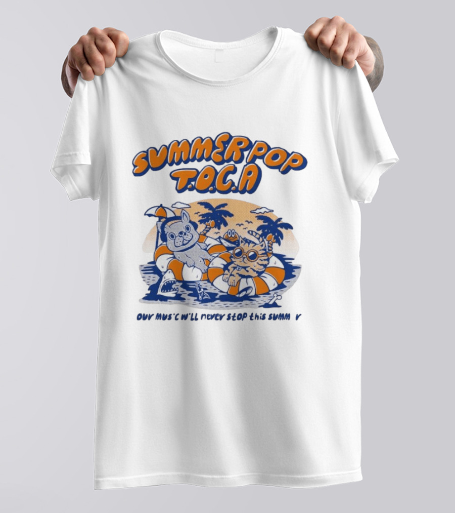 Summer Pop TOCA French Bulldog And Cat Endless Summer Music Vibes T-Shirt