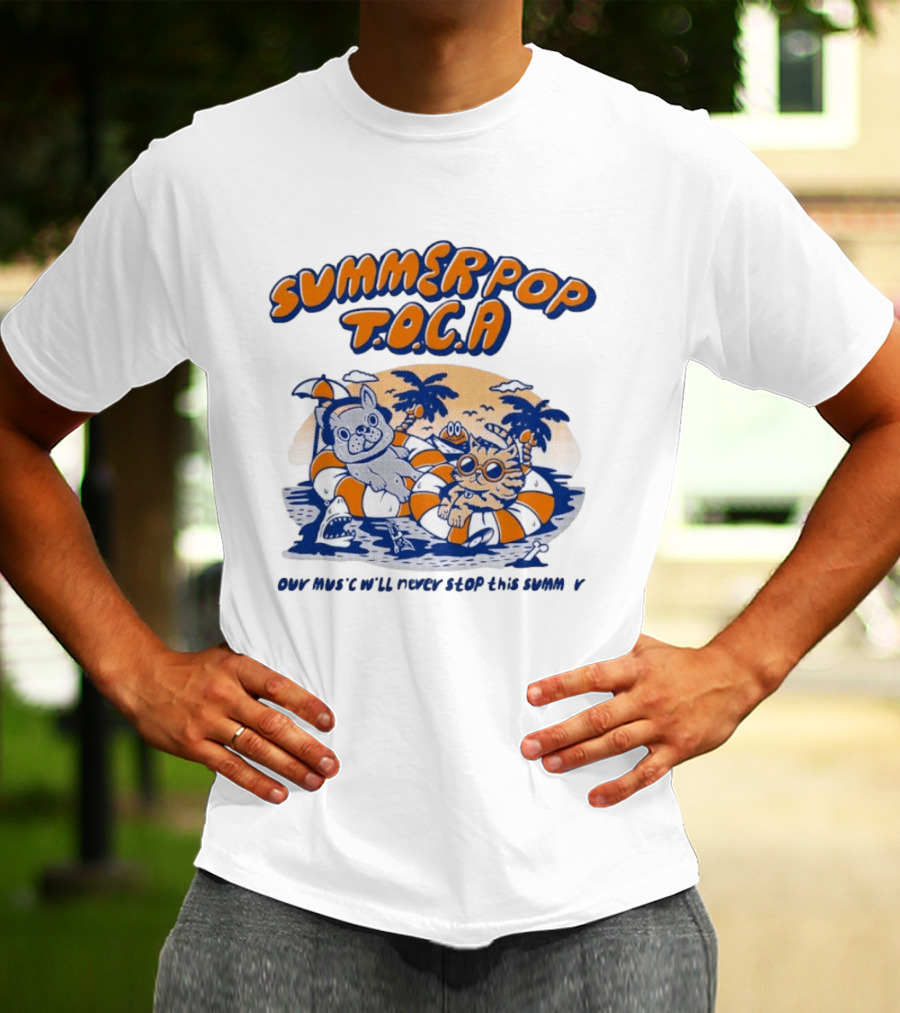 Summer Pop TOCA French Bulldog And Cat Endless Summer Music Vibes T-Shirt