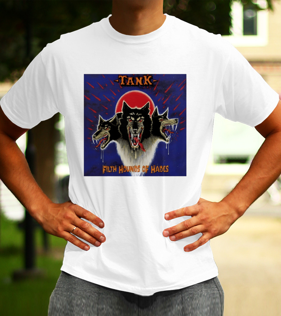 Tank Filth Hounds Of Hades Album Cover Heavy Metal Three Headed Dog Red Moon T-Shirt