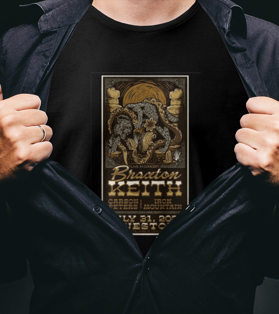 Live Concert Braxton Keith July 31 2026 Bluestone Columbus OH Carson Peters Iron Mountain T-Shirt