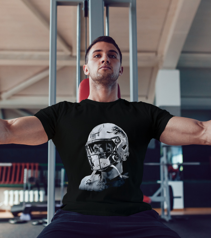 Detroit Lions Aidan Hutchinson Charcoal House Helmet Artistry T-Shirt