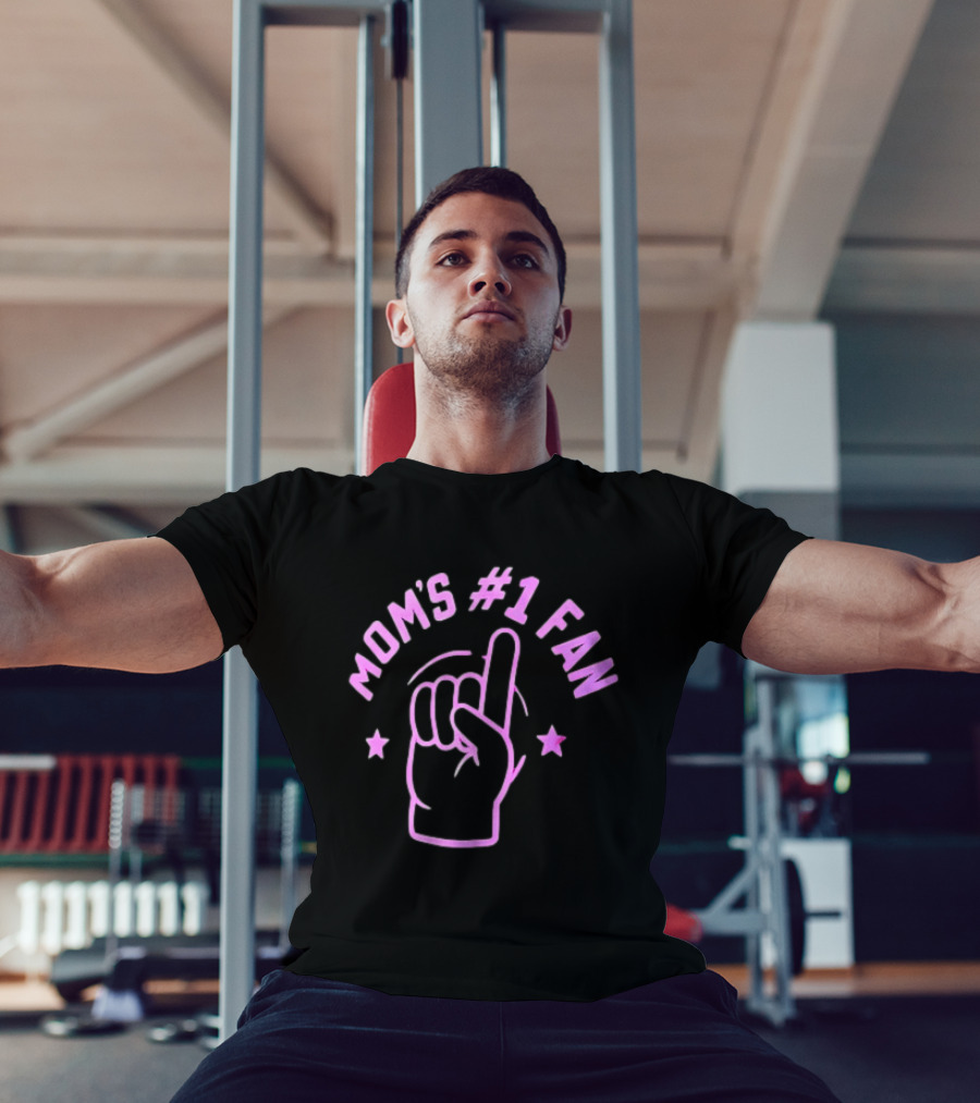 Mom's #1 Fan Hand Gesture Pink T-Shirt