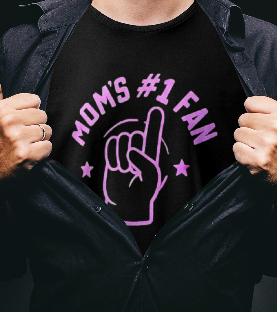 Mom's #1 Fan Hand Gesture Pink T-Shirt