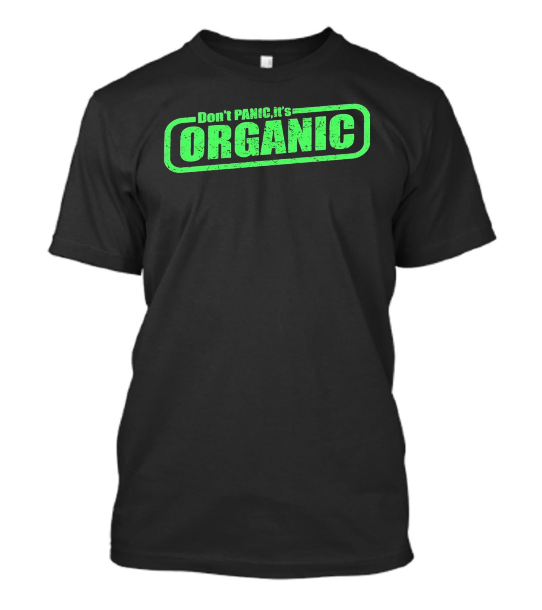 Don't Panic It's Organic Retro Green Distressed T-Shirt