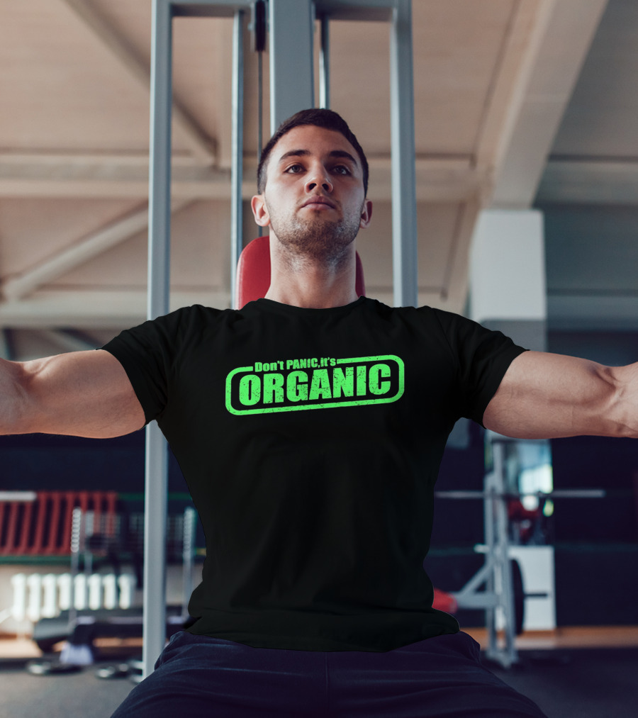 Don't Panic It's Organic Retro Green Distressed T-Shirt