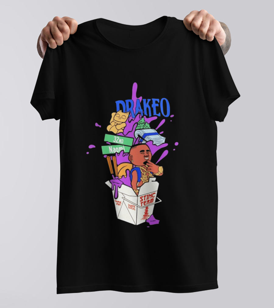 Drakeo The Ruler Stinc Team 32nd Naomi Lucky Cat And Chopsticks T-Shirt
