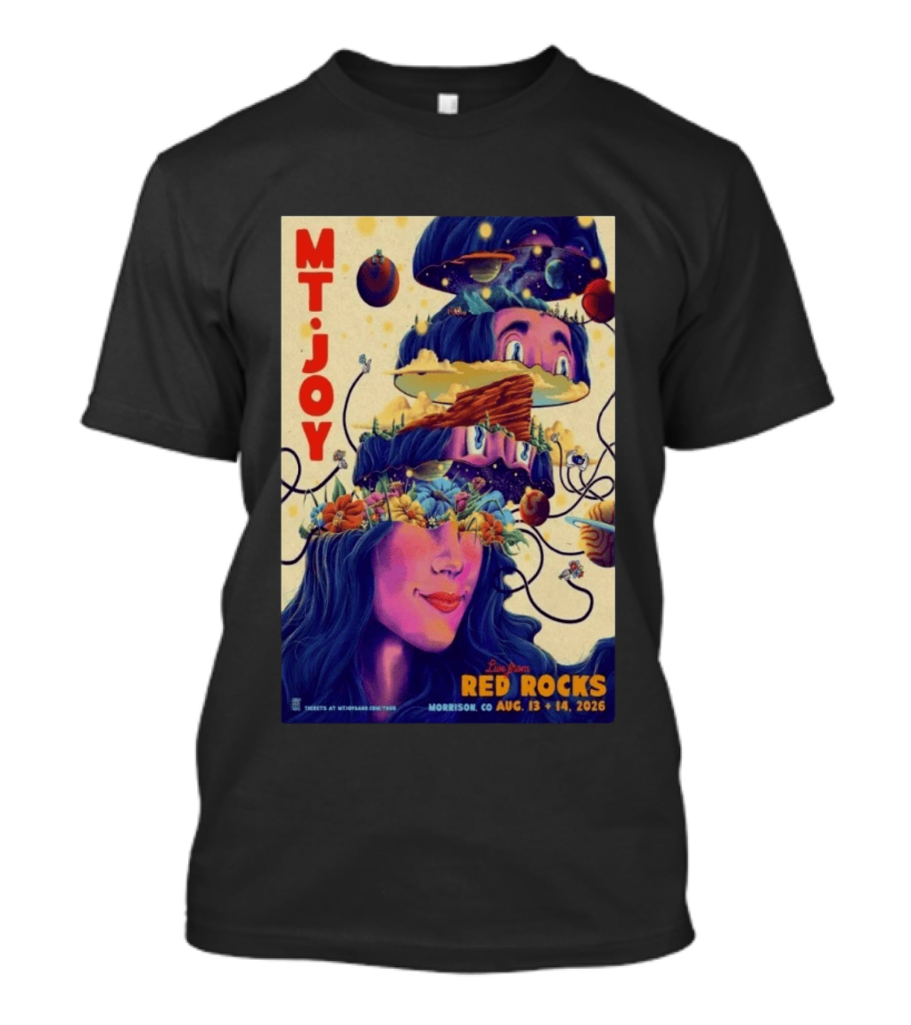 Mt. Joy Live Red Rocks Amphitheatre Morrison CO Aug 13 14 2026 Cosmic Landscape T-Shirt