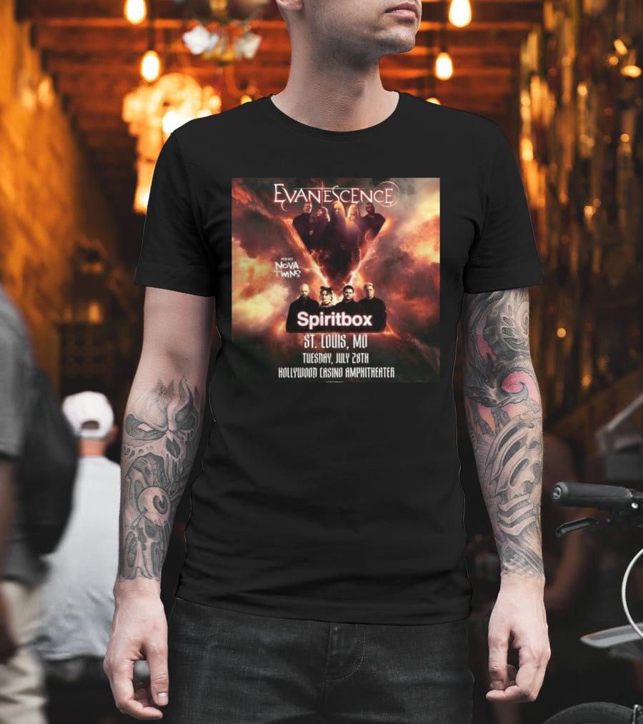 Evanescence Nova Twins Spiritbox Concert St. Louis MO July 28 Hollywood Casino Amphitheater T-Shirt