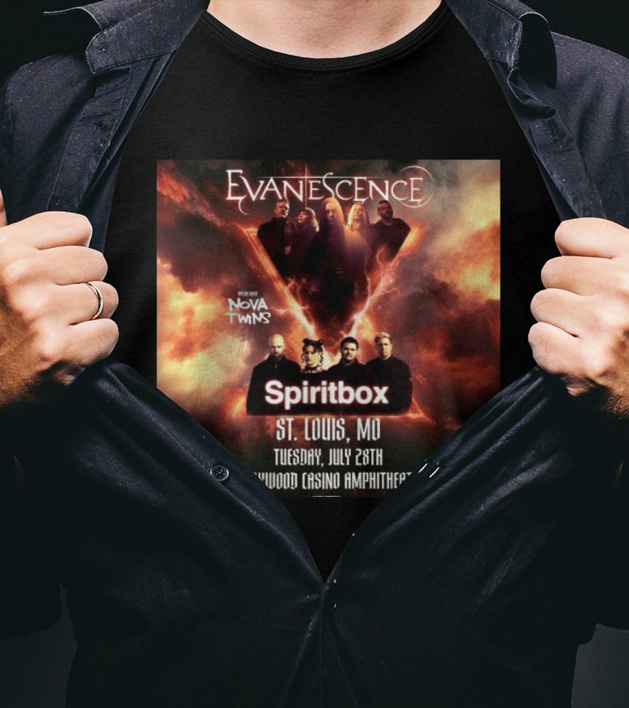 Evanescence Nova Twins Spiritbox Concert St. Louis MO July 28 Hollywood Casino Amphitheater T-Shirt