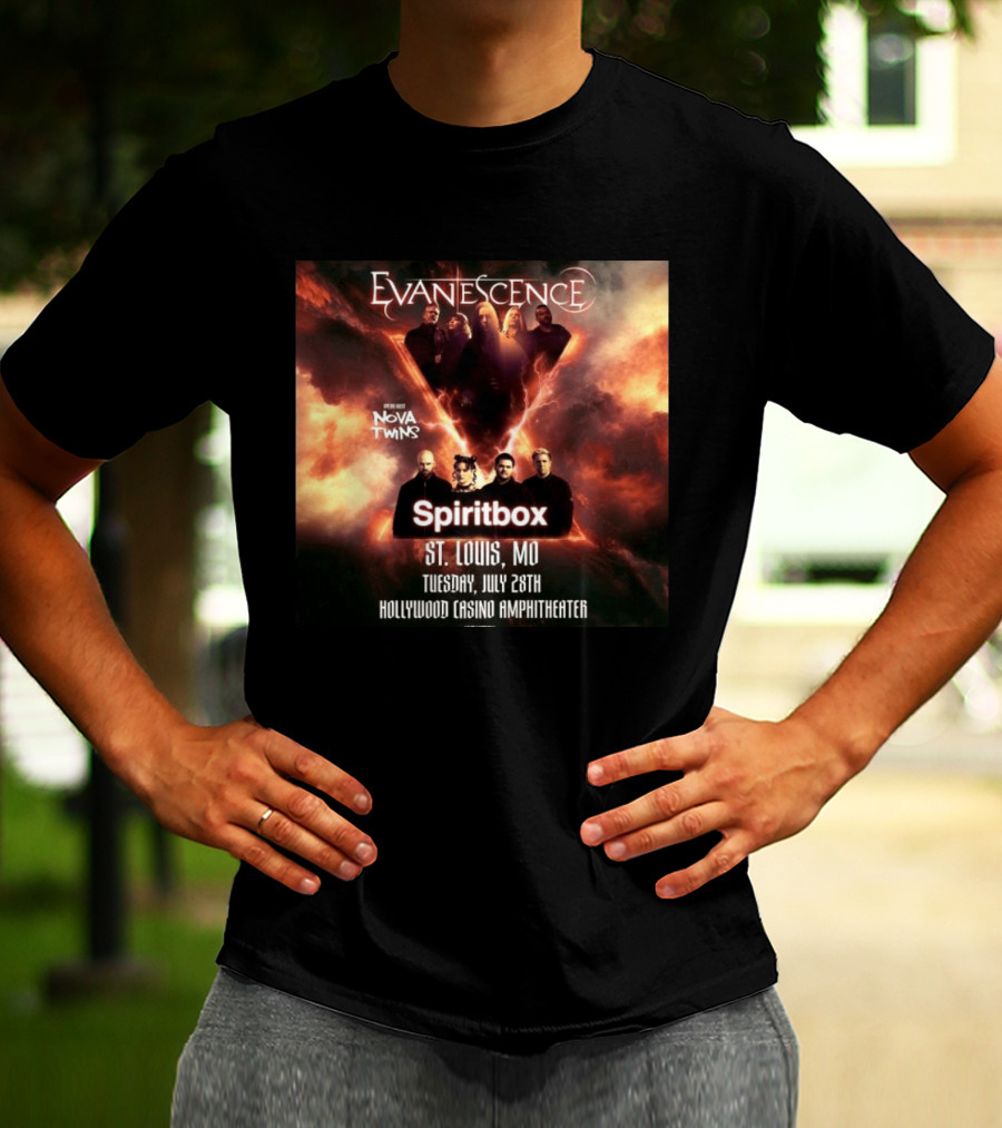 Evanescence Nova Twins Spiritbox Concert St. Louis MO July 28 Hollywood Casino Amphitheater T-Shirt