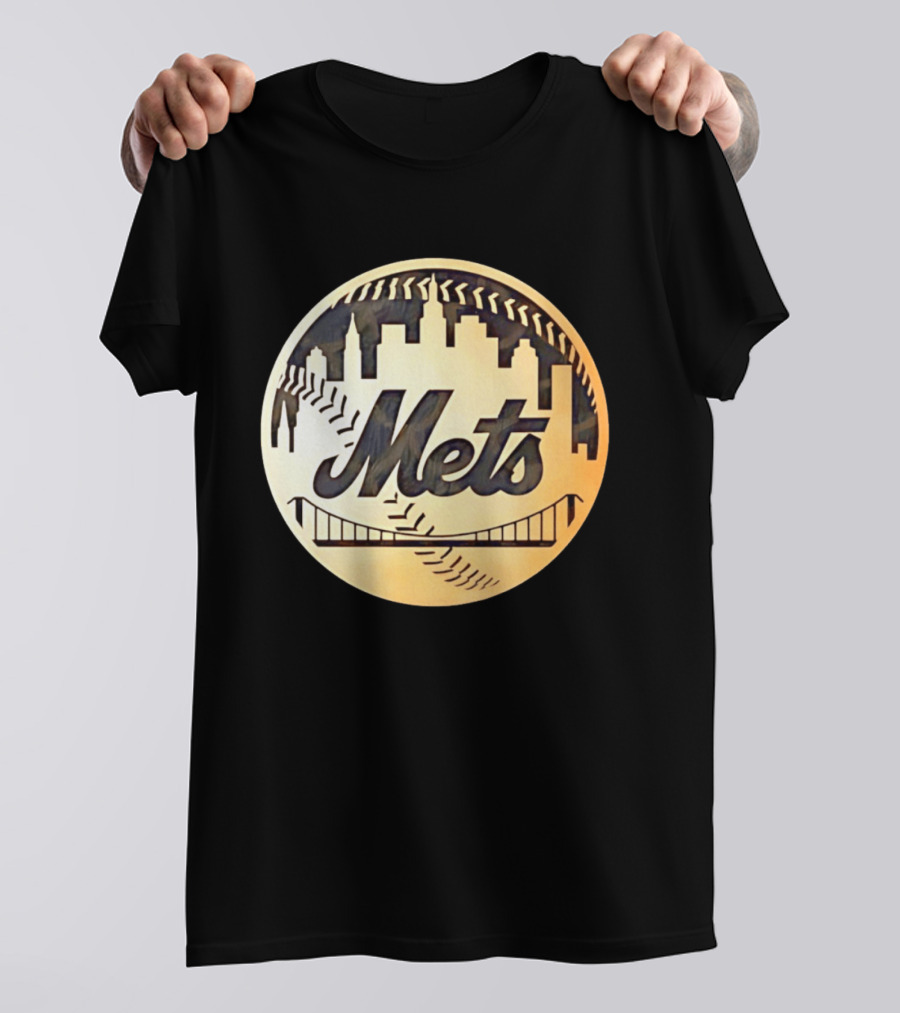 New York Mets Baseball Skyline Bridge MLB T-Shirt