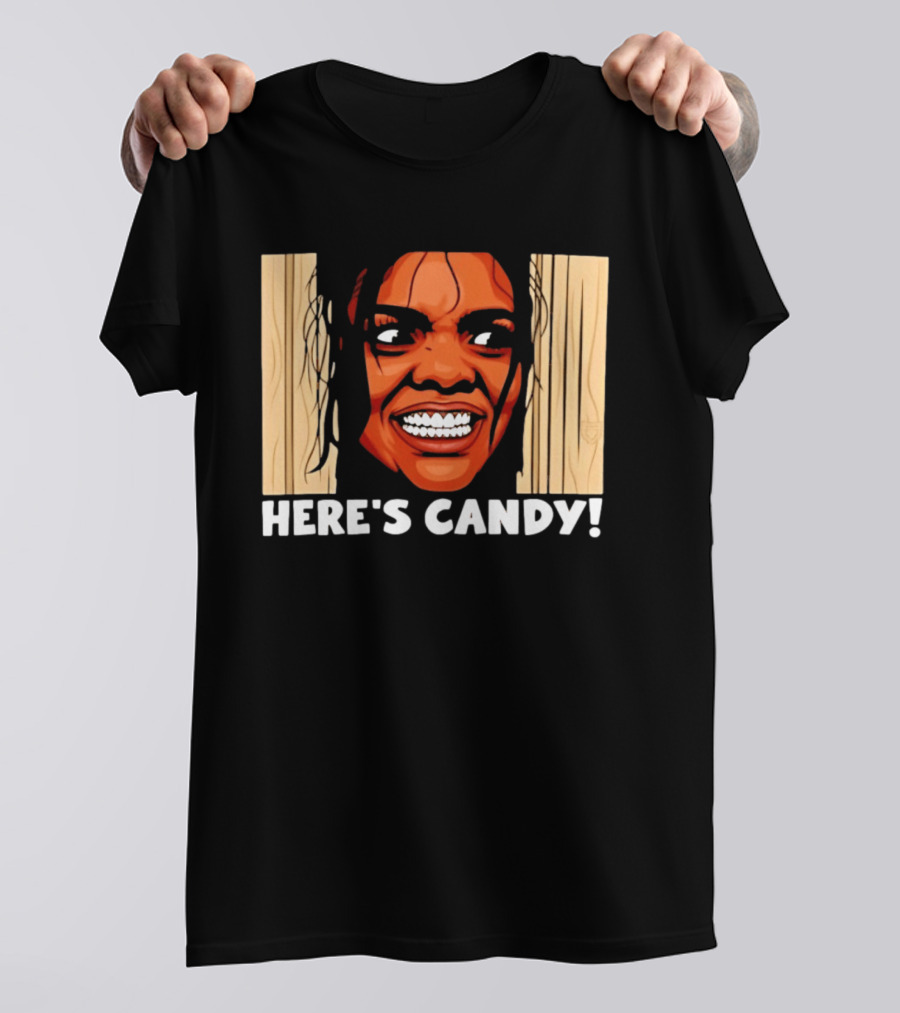 Here's Candy Horror Movie Halloween Face Breaking Through Wood T-Shirt