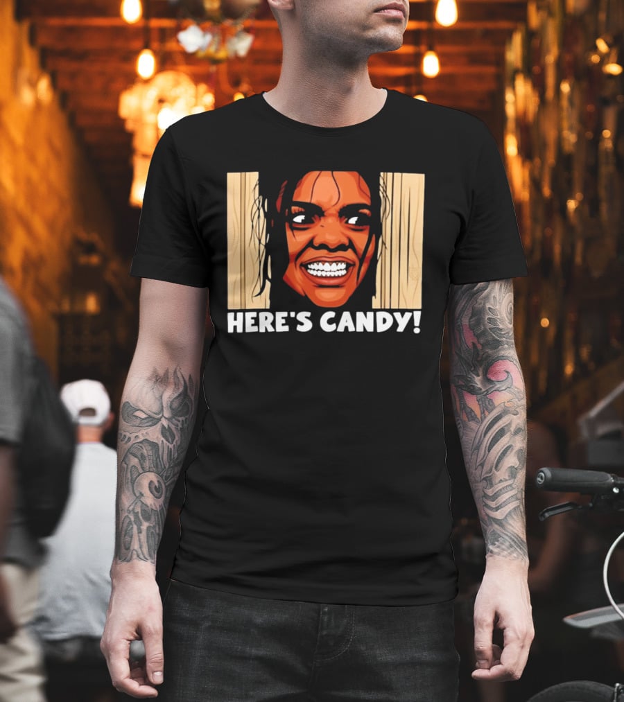 Here's Candy Horror Movie Halloween Face Breaking Through Wood T-Shirt