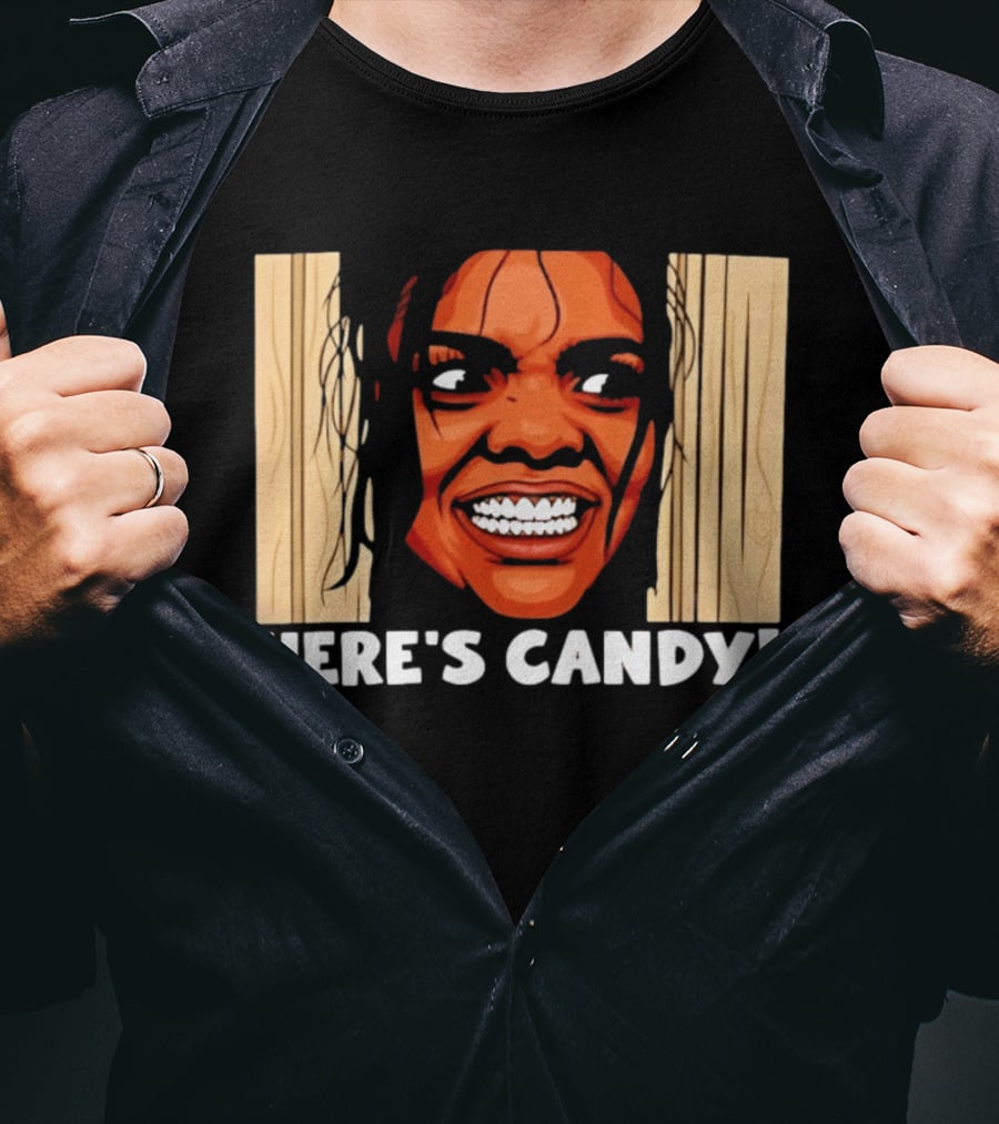 Here's Candy Horror Movie Halloween Face Breaking Through Wood T-Shirt