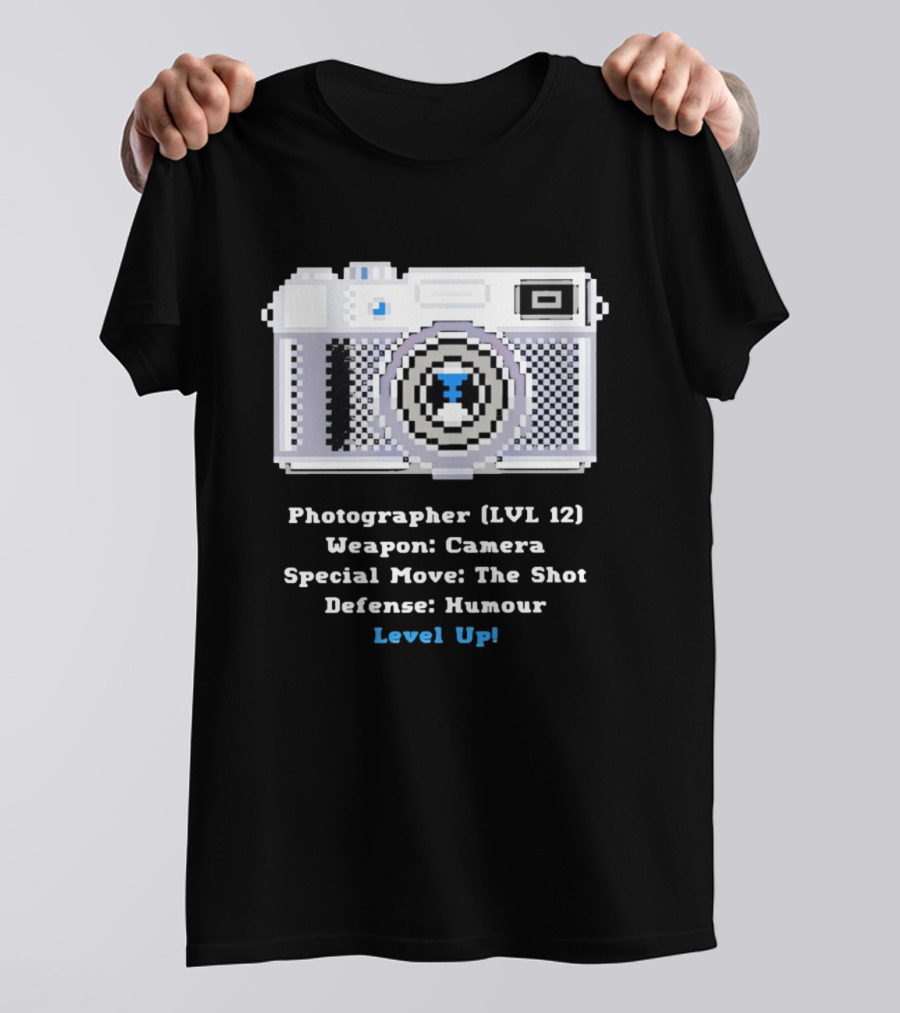 Photographer LVL 12 Weapon Camera Special Move The Shot Defense Humour Level Up T-Shirt