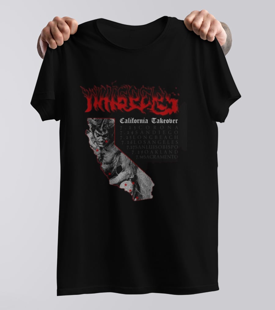Pleasures Whispers California Takeover Tour Corona San Diego Long Beach Los Angeles San Luis Obispo Oakland Sacramento T-Shirt