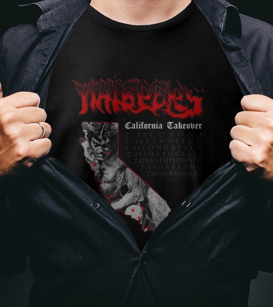 Pleasures Whispers California Takeover Tour Corona San Diego Long Beach Los Angeles San Luis Obispo Oakland Sacramento T-Shirt