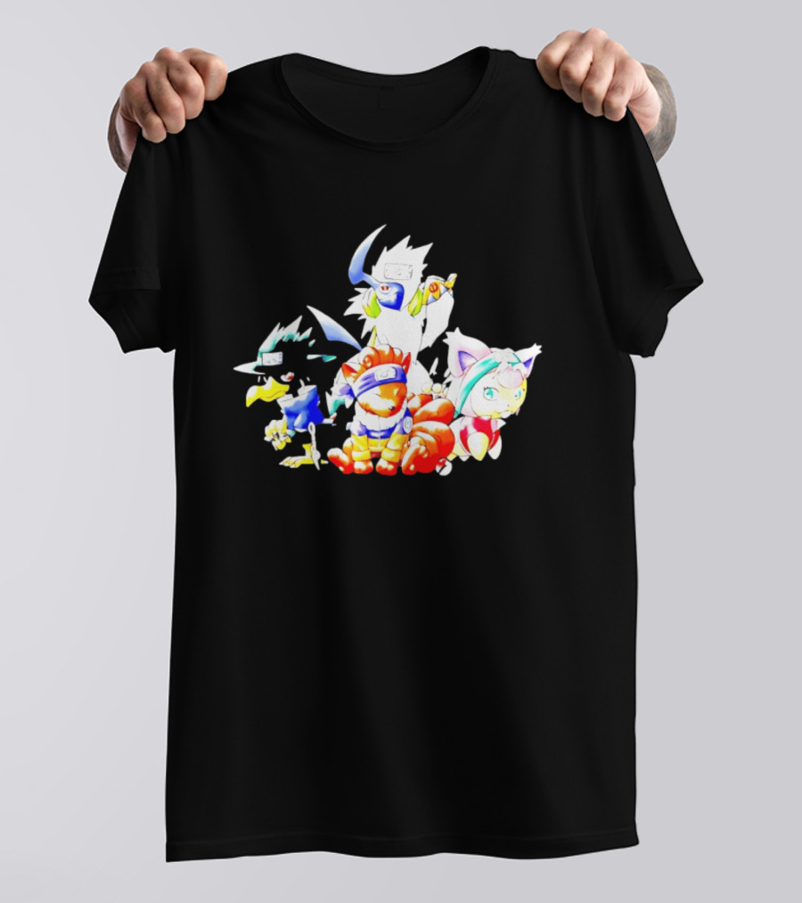 Chibi Pokemon Naruto Crossover With Animal Characters T-Shirt