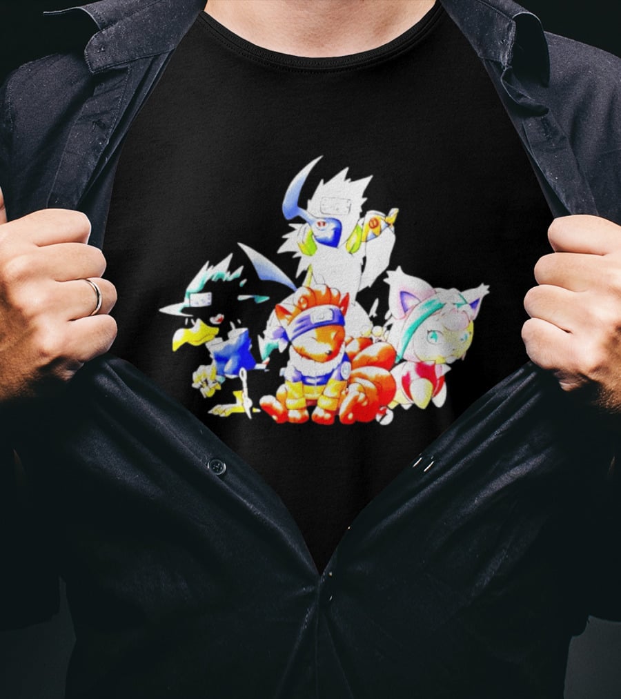 Chibi Pokemon Naruto Crossover With Animal Characters T-Shirt