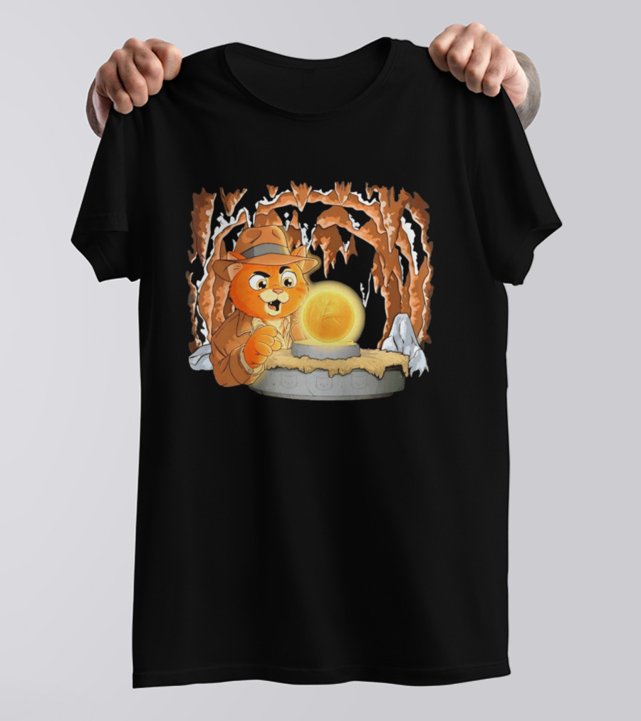 Raiders Of The Lost Yarn Cat Indiana Jones Golden Ball Relic Adventure T-Shirt