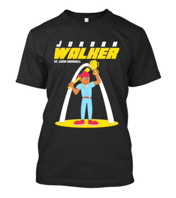 Jordan Walker St. Louis Baseball Cartoon Player Trophy Arch T-Shirt