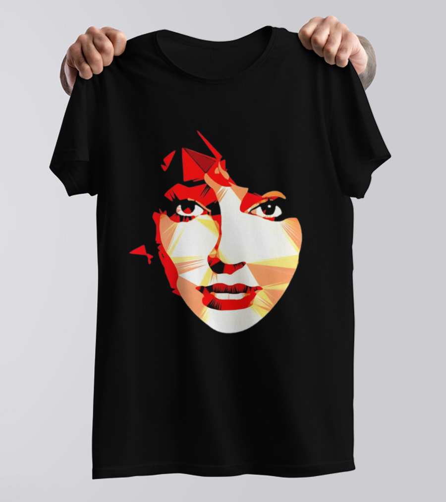 Kate Bush Geometric Pop Singer Red Orange Faceted T-Shirt