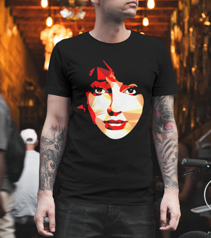 Kate Bush Geometric Pop Singer Red Orange Faceted T-Shirt