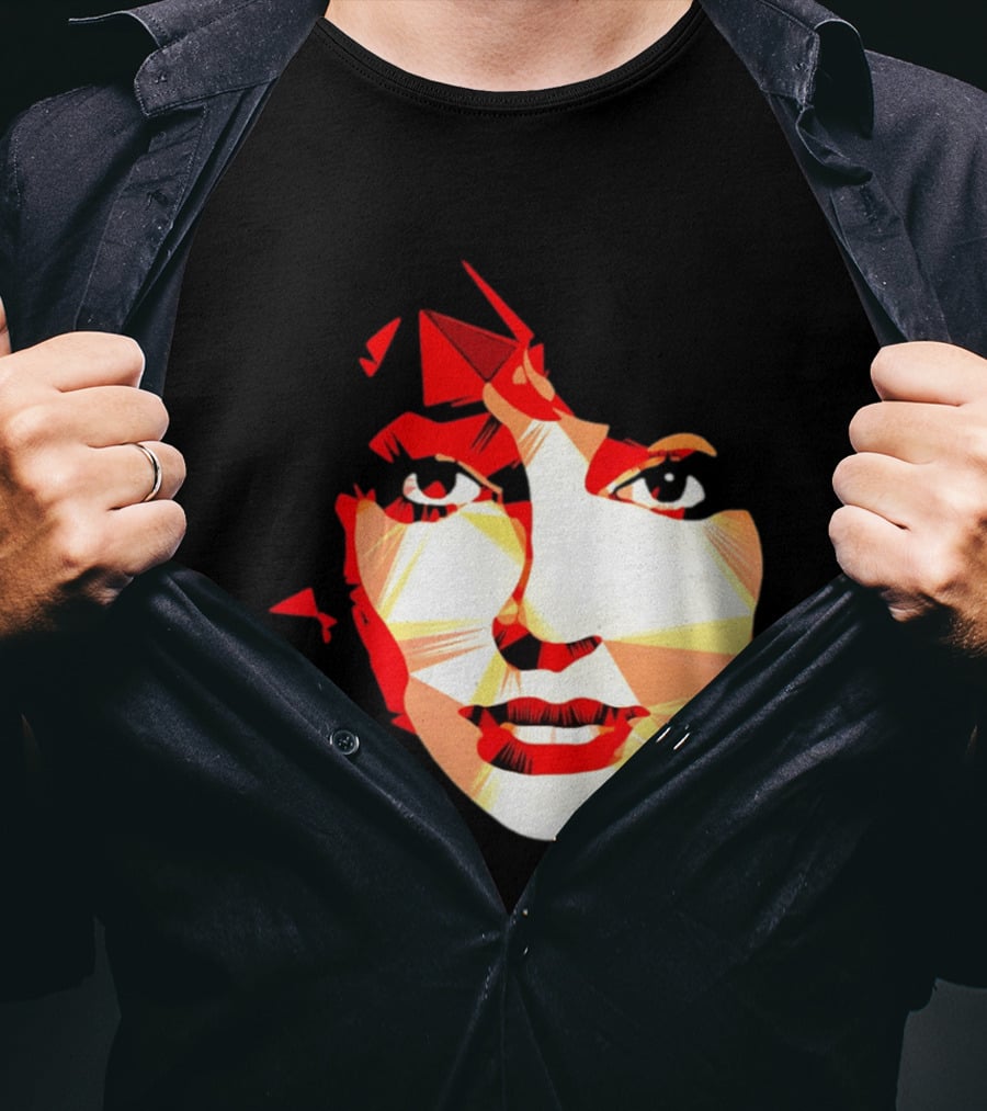 Kate Bush Geometric Pop Singer Red Orange Faceted T-Shirt