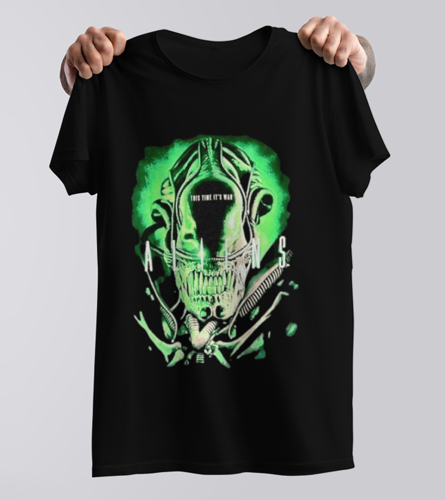 Xenomorph Aliens This Time It's War Alien Franchise Movie T-Shirt