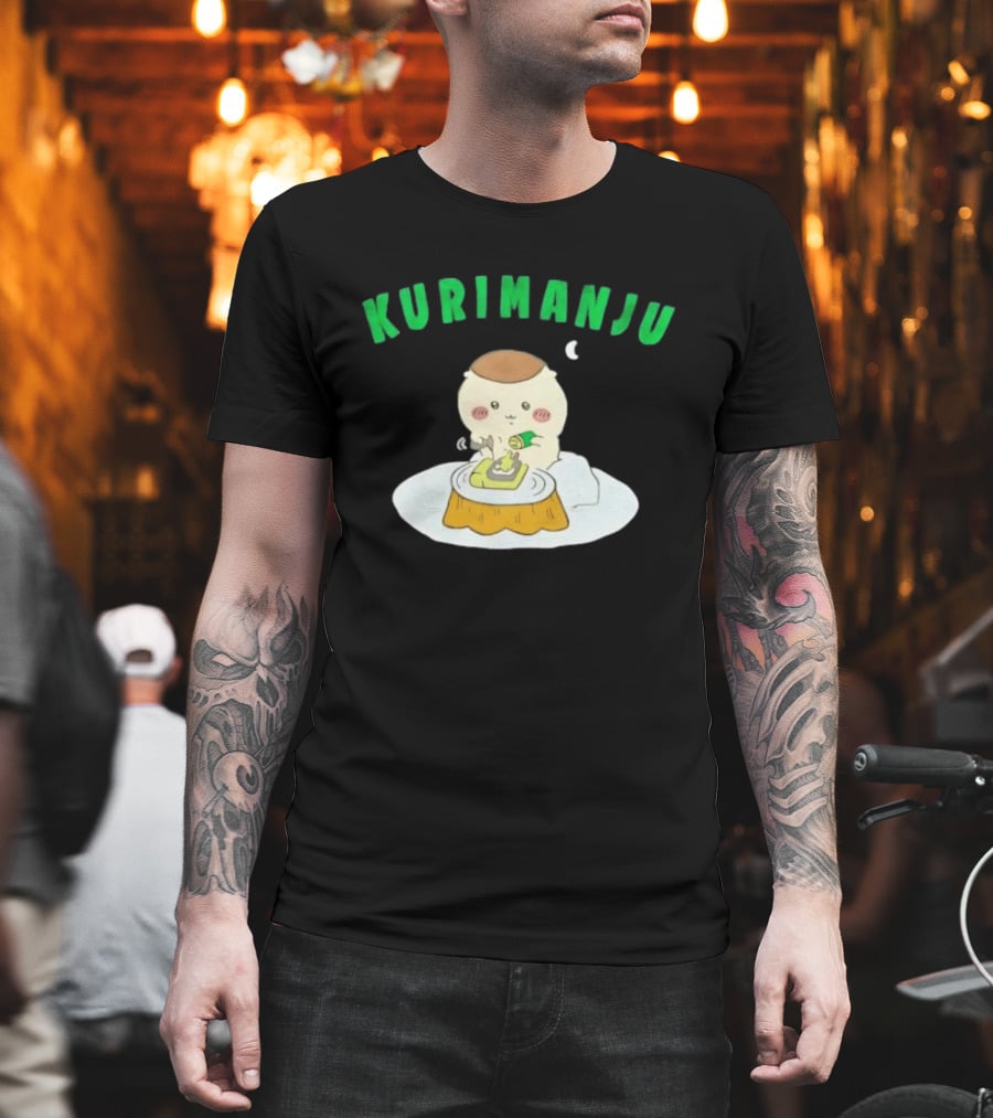 Kurimanju Chiikawa Eating At Night On Tree Stump T-Shirt