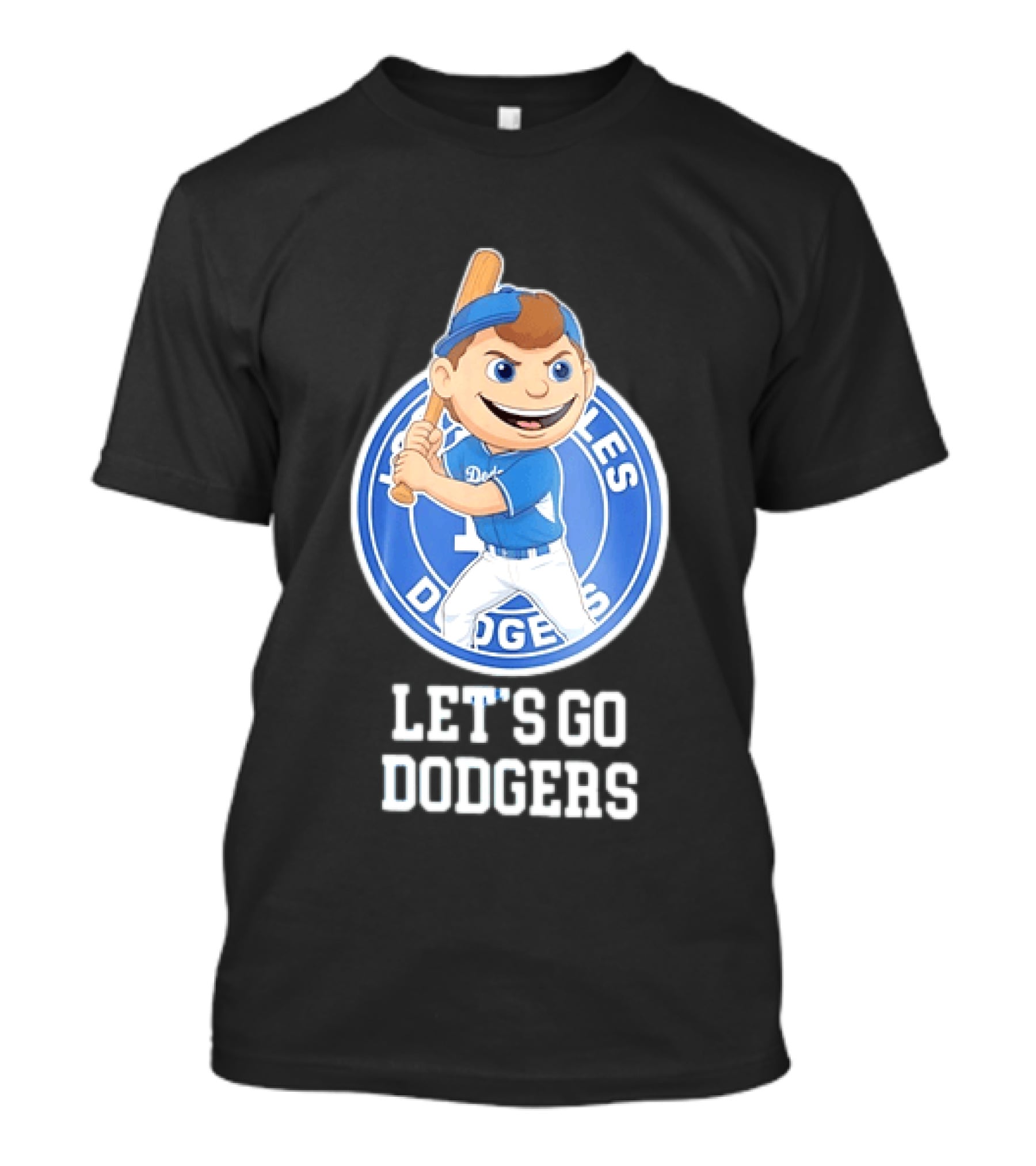 Los Angeles Dodgers Let's Go Dodgers Cartoon Character Baseball Bat T-Shirt