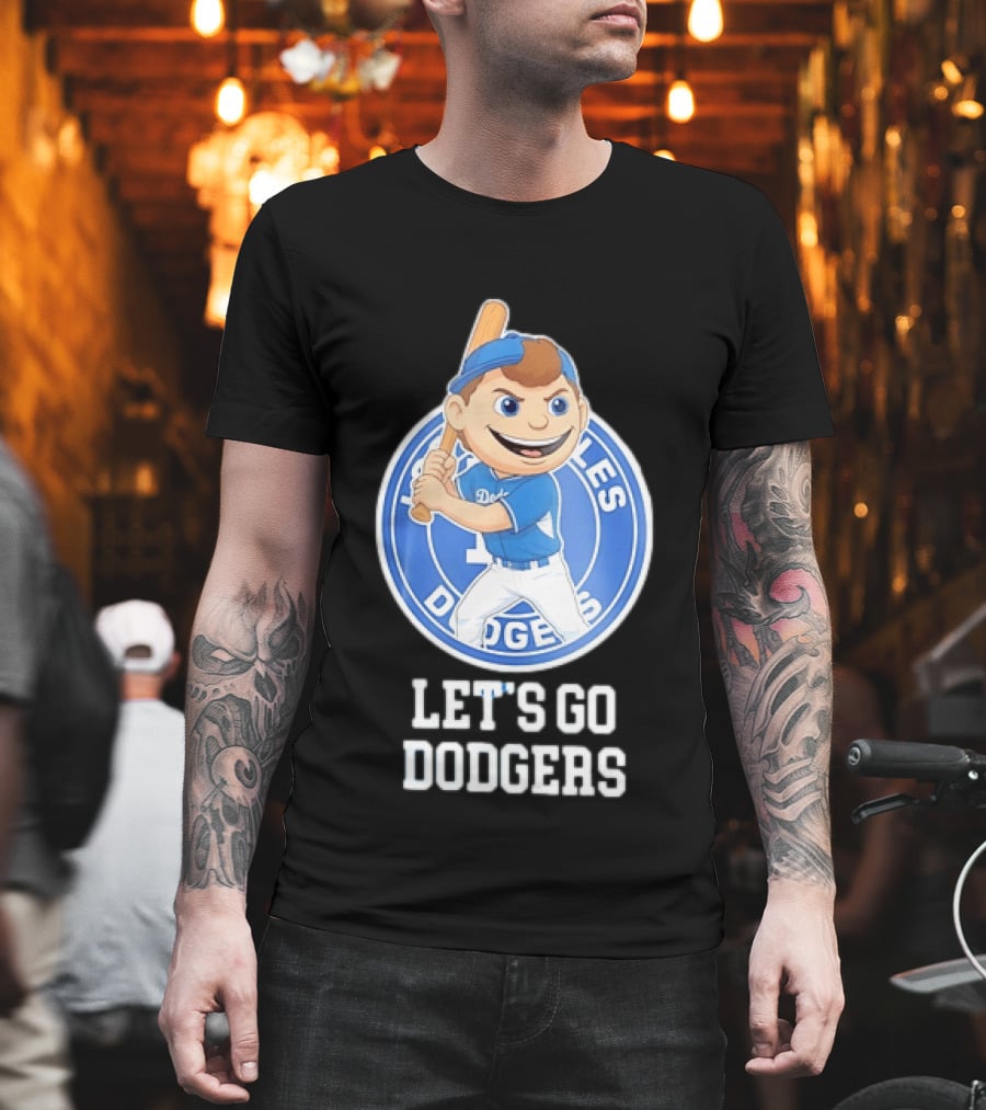 Los Angeles Dodgers Let's Go Dodgers Cartoon Character Baseball Bat T-Shirt