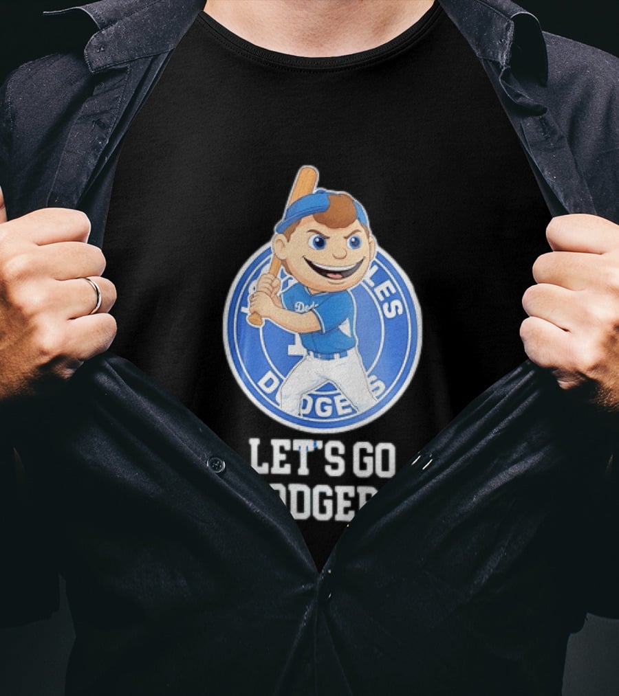 Los Angeles Dodgers Let's Go Dodgers Cartoon Character Baseball Bat T-Shirt