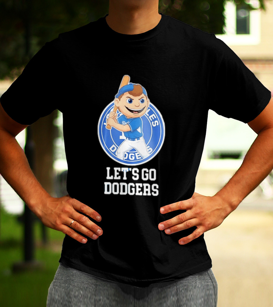 Los Angeles Dodgers Let's Go Dodgers Cartoon Character Baseball Bat T-Shirt