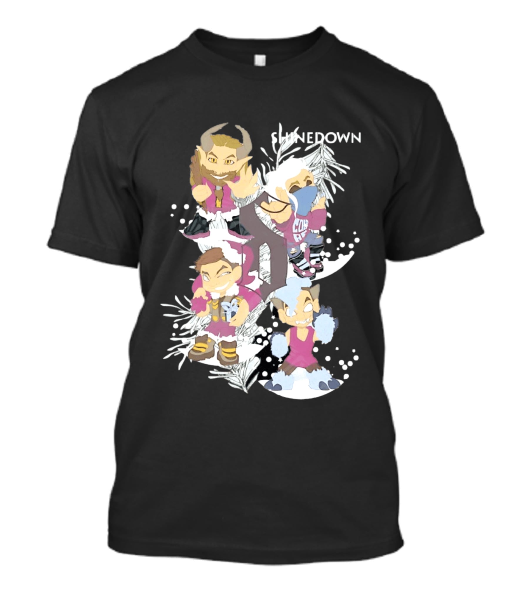 Shinedown Chibi Band Members Holiday Christmas Decor T-Shirt