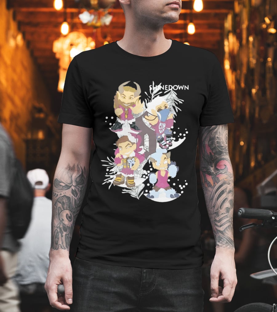 Shinedown Chibi Band Members Holiday Christmas Decor T-Shirt