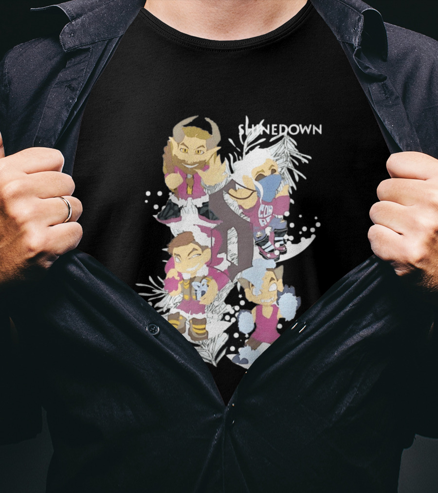 Shinedown Chibi Band Members Holiday Christmas Decor T-Shirt