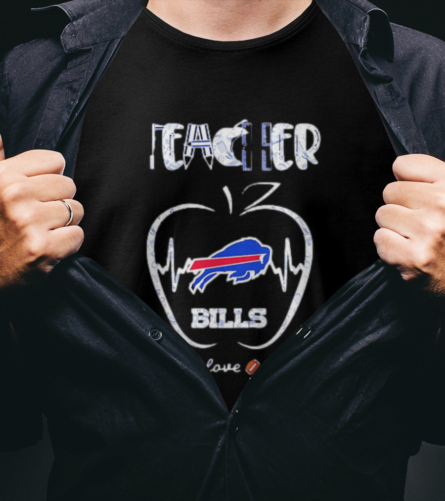 Teacher Buffalo Bills Teach Love Inspire Football Apple T-Shirt