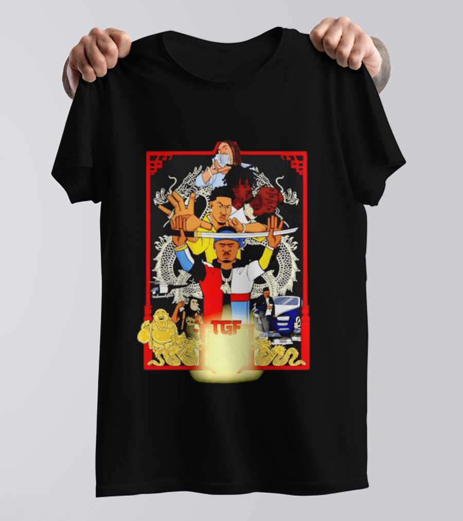 TGF Stinc Team Collage Streetwear Urban Dragons And Cars T-Shirt
